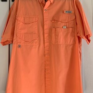 Columbia PFG Orange Fishing Shirt Men’s Large Vented Performance